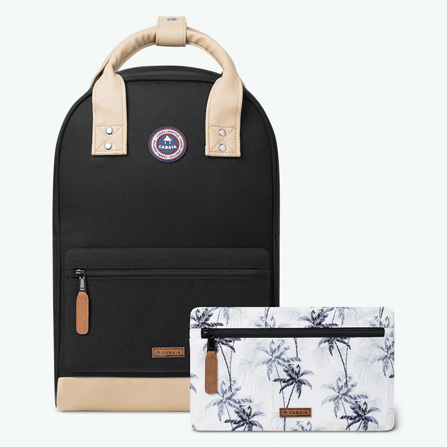 klassischer schwarzer rucksack – größe m