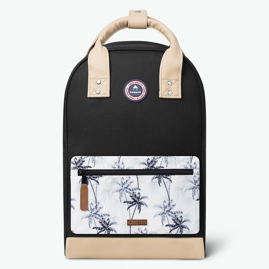 klassischer schwarzer rucksack – größe m