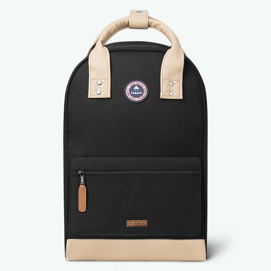 klassischer schwarzer rucksack – größe m