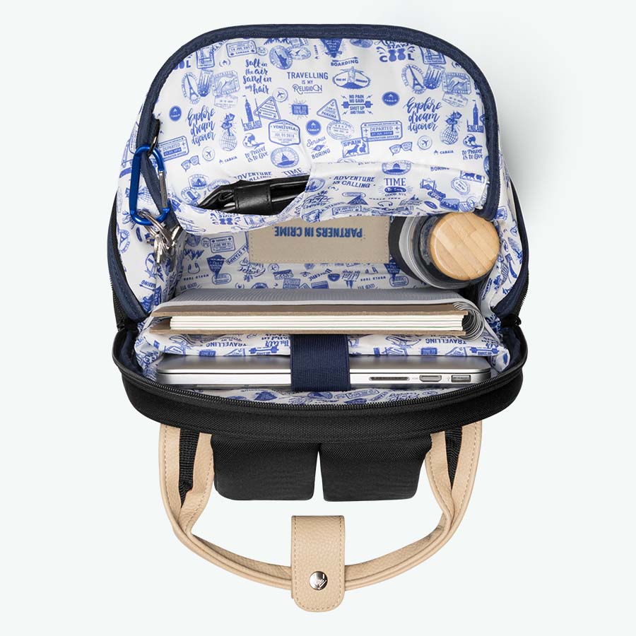 klassischer schwarzer rucksack – größe m